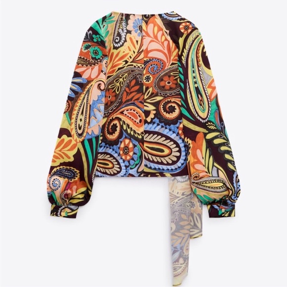 NEW! Zara Colorful Floral Long Sleeve Wrap Top - Picture 5 of 10